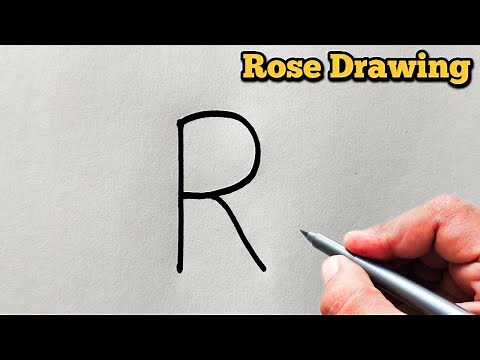 How to draw Rose from letter R | Easy Rose drawing for beginners | गुलाब का चित्र