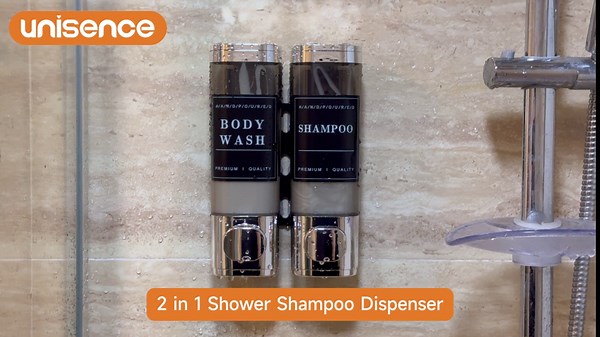 Shampoo and Conditioner Dispenser, Shower Soap Dispenser 2 Chamber No Drill Wall-Mounted Shampoo Dispenser for Shower Wall Mounted Shower Dispenser for Bathroom Hotel Large Capacity,Chrome