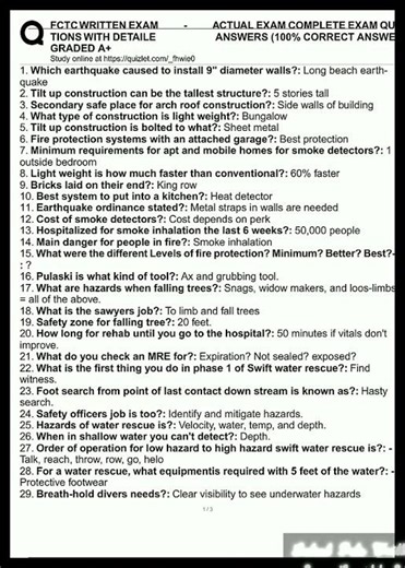 Latest Fctc Written Exam Actual Exam Complete Exam Questions With Detailed Verified Answers 100 C