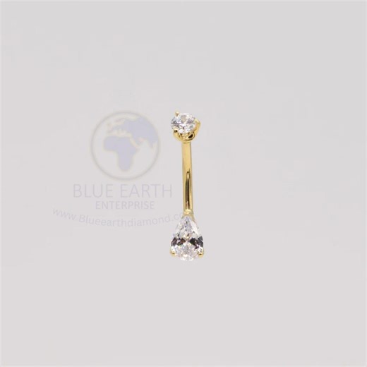 14k Gold Navel Ring: Lab Grown Diamond Belly Button Piercing - Etsy