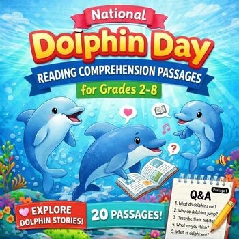 National Dolphin Day Reading Passages | Comprehension Worksheets Grades 2–8