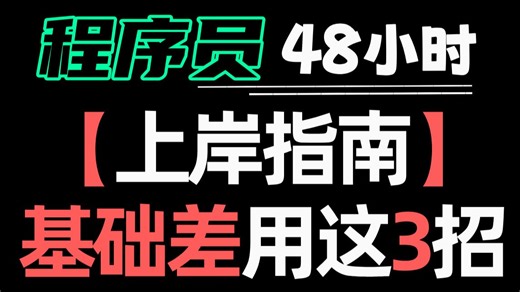 程序员48小时上岸指南：基础差用这3招！简历没人理？面试通不过？入职呆不长？一个视频教你搞定所有问题！轻松拿下offer!