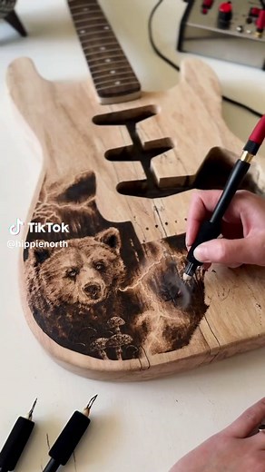 Custom Woodburning Electric Guitar Project Complete