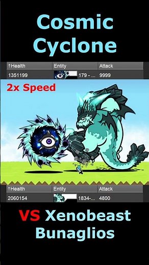 the battle cat Cosmic Cyclone VS Xenobeast Bunaglios #bcu #にゃんこ大戦争 #battlecats