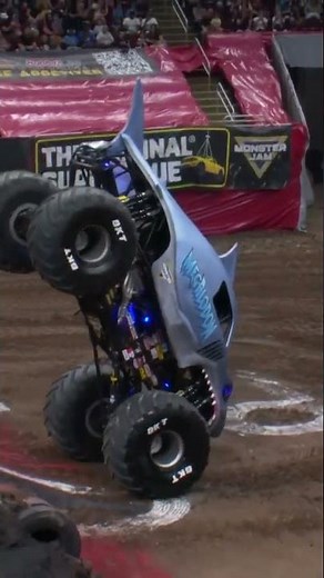 A mega 2-wheel run by Angelina Nock 🦈 #MonsterJam #MonsterTrucks #Newark