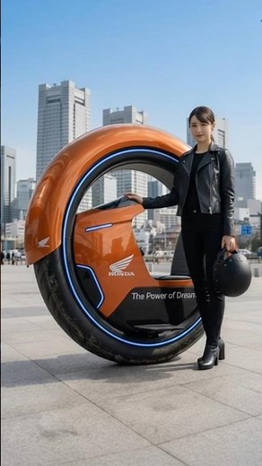 Honda’s One-Wheel Future Machine! #automobile #japan #aiart #robot #shorts #honda
