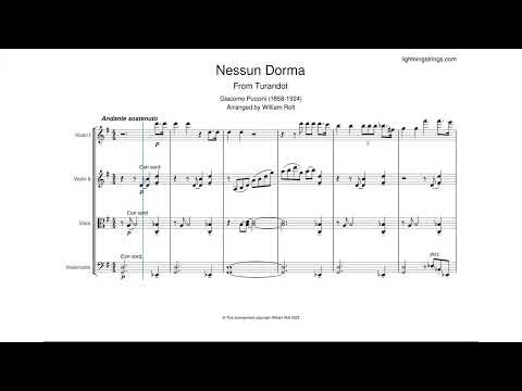 FREE SHEET MUSIC | Puccini - Nessun Dorma | String Quartet Sheet Music