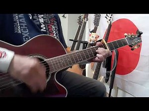 #156【 長い髪の少女 】ザ・ゴールデンカップス 、曲に合わせて弾いてみた。簡単ﾊﾞｰｼﾞｮﾝ！【コード表あり】