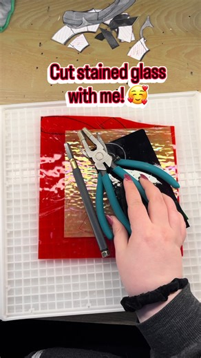 Cutting stained glass is SO satisfying! 🤗 Can you guess what I’m working on? #stainedglass #art #diy #asmr #fyp