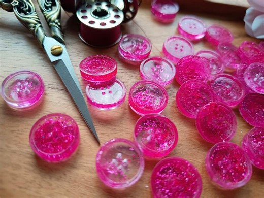 Pink Glitter Resin Buttons – 15mm 4-hole Knitting Crochet Craft Supplies - Etsy