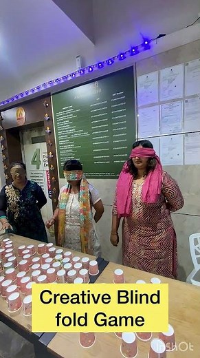Creative blind fold game .