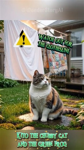 Kito the chubby cat and the green frog. #catshorts #catvideos #catlife #catstory #cat