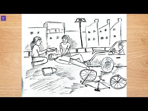 How to draw a car accident || pencil sketch drawing tutorial for beginners