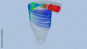 CFD simulation Computational fluid dynamics - Cyclone airflow simulation Stock Video
