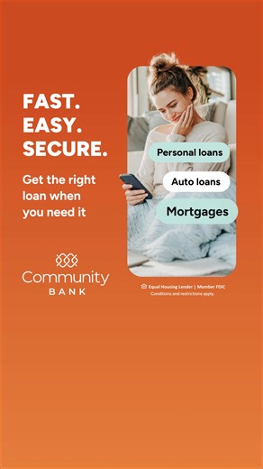 Getting a loan should be easy. At Community Bank, it’s also quick and safe. Choose the loan you need and apply online today. | Community Bank, N.A. | Facebook
