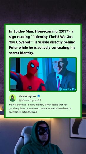 Spider-Man Homecoming 2017 Easter Egg Sign Identity Theft We Got You Covered Behind Peter