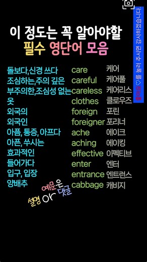 영어기초배우기 | 시니어영어 | 양배추 영어로? #영어기초배우기 #생활영어 #기초영어 #초보영어 #중학영단어