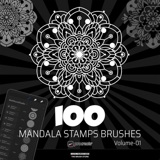 Procreate Mandala Stamp Brushes. Procreate Mandala Pattern Brushes. Clean Symmetrical Mandala Designs. Mandala Art Brushes Procreate - Vol I - Etsy