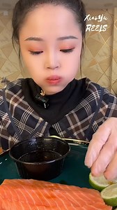 Mukbang Salmon Sashimi Challenge🍣🍣 | Xiao Yu ASMR
