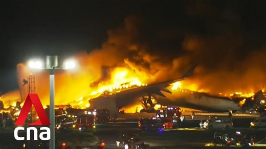 107K views · 3.3K reactions | WATCH: A Japan Airlines flight carrying 379 people catches fire after a possible collision with a Coast Guard aircraft, leaving all runways at Haneda Airport closed. CNA's Michiyo Ishida has more from Tokyo. More details on our live blog: https://cna.asia/4aH9Ijf | CNA | Facebook