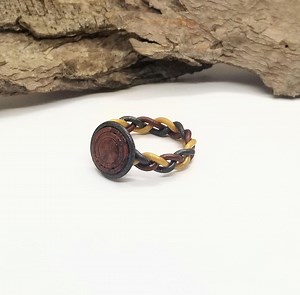 Metallic Bronze Medallion Ring With Braided Band - Metallic Polymer Clays - Etsy