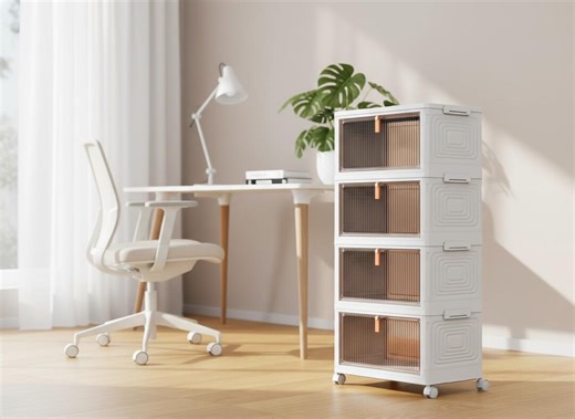 4 Tier Stackable Storage Bins, Collapsible Plastic Organizer With Wheels - Etsy