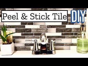 EASY Peel and Stick Tile Backsplash for Bathroom How To DIY // vlog 2020