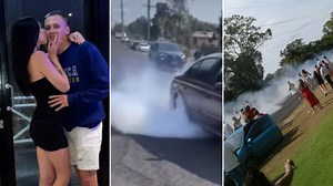Mourners at young Queensland motorcyclist's funeral perform a burnout