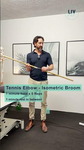 Level 1 Tennis Elbow Broom Exercise - Isometric - Livfit Physio Mornington #tenniselbow