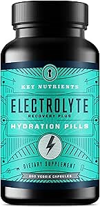 KEY NUTRIENTS Electrolyte Tablets, 200 Capsules, Salt for Dehydration, Fasting Electrolytes- Salt Pills with Electrolytes, No Sugar, Gluten Free Hydration Tablets Made in USA
