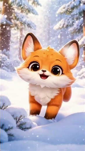 Baby fox playing in the snow. Snow day. #snow #animation #cute #animal #ai