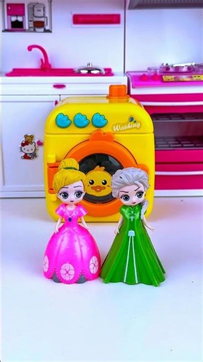 ASMR Unboxing Disney Frozen Elsa & Washing Machine Set Toys| Satisfying Toy Play Kitchen Set #shorts