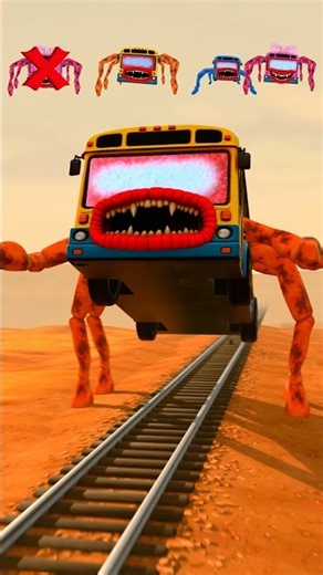SCP BUS EATERS FAMILY STOP TRAIN & SAVE CAT! SCP-2086 VS TRAIN! TREVOR HENDERSON GMOD 3D ANIMATION