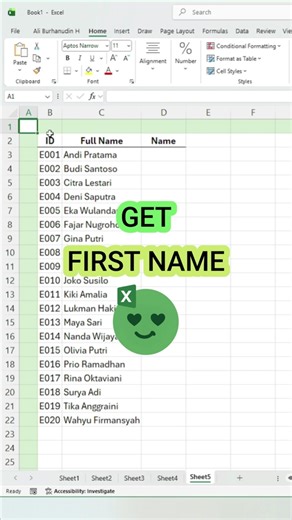 Excel Trick: Get First Names in Seconds #excelhacks