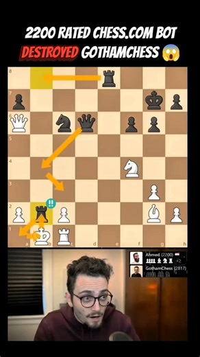 When Gothamchess himself gets destroyed by Double ROOOOKKKK Sacrifice #chess #checkmate #gothamchess