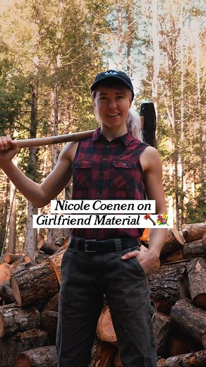 Rosie Turner on Instagram: "New episode of @girlfriendmaterialpod OUT NOW with my favourite lumberjack @nicole_coenen!🎙️🪓💐 #wlw #lesbian #podcast #funny #love #lgbtqia #lgbt #lumberjack #woodchopping #wood"