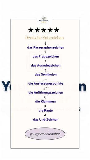 Yourgermanteacher on Instagram: "🇩🇪✍️ German Punctuation Marks — Small Symbols, BIG Meaning! Mastering punctuation in German helps you write clearly, correctly, and confidently. In this post, you’ll learn the essential ones every learner must know: ✔️ Punkt ✔️ Komma ✔️ Fragezeichen ✔️ Ausrufezeichen ✔️ Doppelpunkt ✔️ Anführungszeichen Simple rules that make a BIG difference in your writing! Save this post for quick revision ✨📚🇩🇪 #deutschschule #deutschfüranfänger #deutschonline #deutschkurs