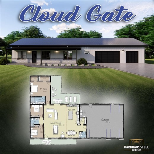 Cloud Gate Barndominium Plan: Modern Farmhouse, 2275 SF (PDF Download) - Etsy