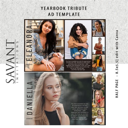 Editable Yearbook Dedication Ad Template: Half Page Photo Collage (canva Digital Download) - Etsy