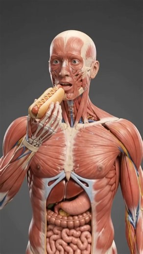 What Happens Inside Your Body When You Eat a Hot Dog? 🌭 | 3D Human Anatomy. #shorts