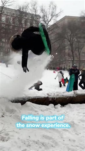 Falling is part of the snow experience.#snow #fail #sledding #sleddingfail