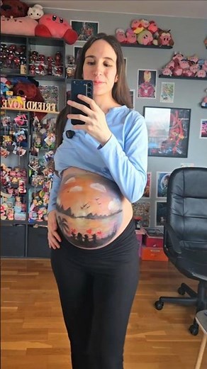 My belly painting during pregnancy 🥺🎨 #pregnancy #bellypainting #painting #peinture