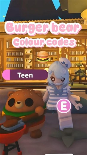 Burger bear colour codes #starpets #adoptme #goviral #adoptmepets