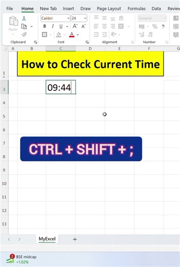 #Excel #MSExcel #ExcelShorts #ExcelTips #ExcelTricks #ExcelHacks #CurrentTime #ExcelTime #TimeShortcut #ShortcutKey #KeyboardShortcuts #ExcelLearning #ExcelForBeginners #OfficeTips #Productivity #LearnExcel #ExcelSkills #TechShorts #YouTubeShorts #dailyexcelsior | My Excel