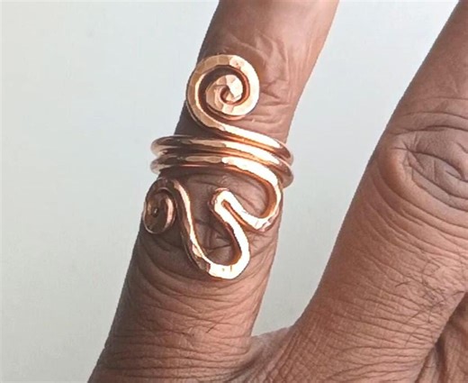 SALE Copper Ring Heart and Spiral Design, Hand Hammered, Copper Wave Ring, Love Ring, Textured Ring, Thumb Ring, Copper Fits Size 6 - Etsy