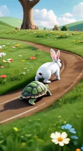 Turtle vs Rabbit 🐢🐇 | A Race with a Lesson! Slow & steady wins the race #LifeLesson #race #animals