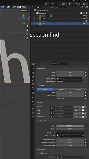 Blender: convert text to mesh
