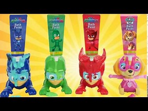 Learn COLORS with PJ Masks Disney Jr Bath Paint Paw Patrol Catboy Bathtime Toys, Bubbles, Orbeez