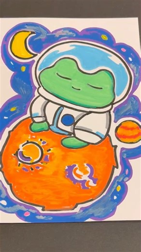 Relaxing Drawing ASMR｜Cute Frog Astronaut 🐸🚀✨#shorts