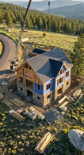 Mountain Lodge Built in 40 Seconds | Full Construction Timelapse #timelapse #architecture
